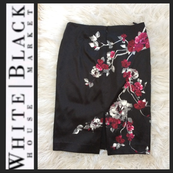 WHBM Floral Satin Pencil Skirt - Picture 4 of 5